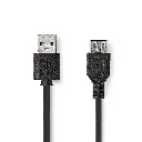 Nedis USB-kabel | USB 2.0 | USB-A Male | USB-A Female | 0.20m | Zwart