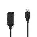 Nedis Actieve USB-kabel | USB 2.0 | USB-A Male | USB-A Female | 5.00m | Zwart