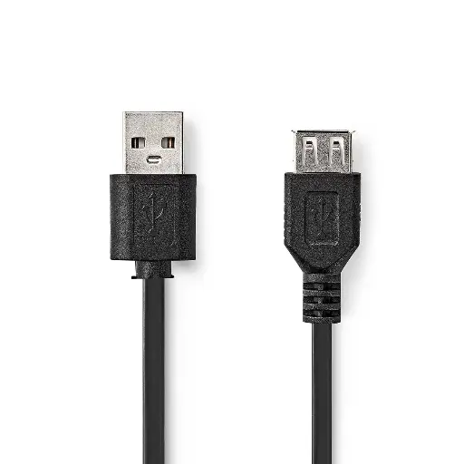 [CCGB60010BK02] Nedis USB-kabel | USB 2.0 | USB-A Male | USB-A Female | 0.20m | Zwart